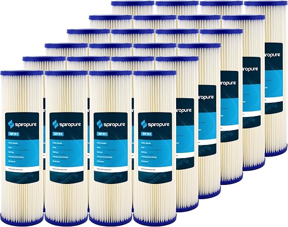 SpiroPure 10x2.5 1 Micron Pleated Sediment Water Filter SPC-25-1001 24 Pack