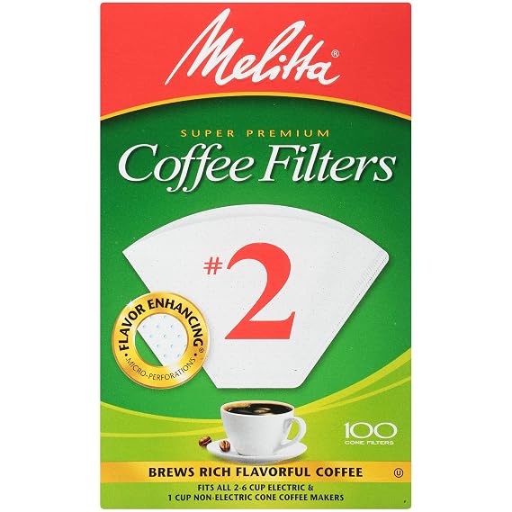 Melitta no 2 Cone Coffee Filters, White, 100 Count