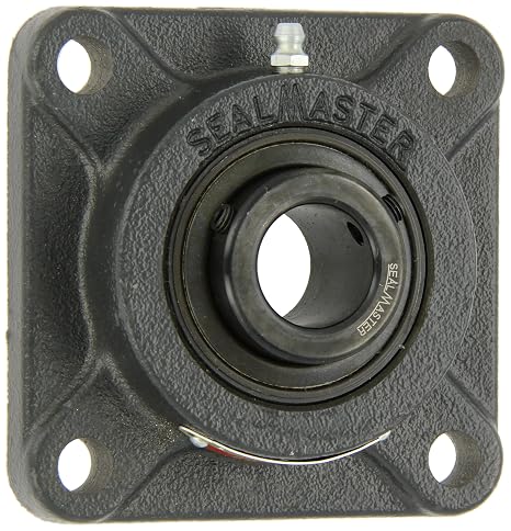 MSF-40 Medium Duty Flange Unit, 4 Bolt, Regreasable, Felt Seals, Setscrew Locking Collar, Cast Iron Housing, 2-1/2" Bore, 7-3/8" Overall Length, 5-7/8" Bolt Hole Spacing Width, 11/16" Flange Height, 2 Degrees Misalignment Angle