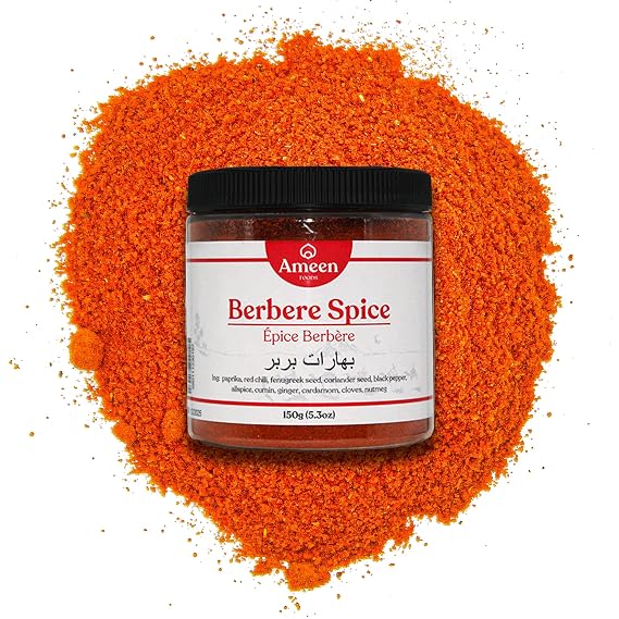 Ameen Foods | Authentic Berbere Spice Blend, 150g (5.3 oz) Jar - Premium Ethiopian Seasoning for Spicy and Flavorful Dishes