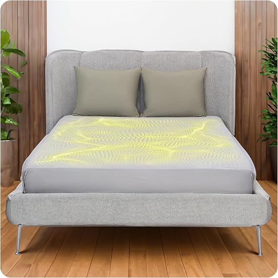 Grounding Sheets California King Size - Grey Earthing Sheets for Natural Sleep Enhancer - 90% Organic Cotton + 10% Pure Silver Fiber Fitted Grounding Bed Sheets with Grounding Cord