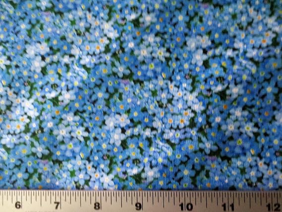 Elizabeth Studio Landscape Medley Forget-me-nots Blue, Fabric by the Yard